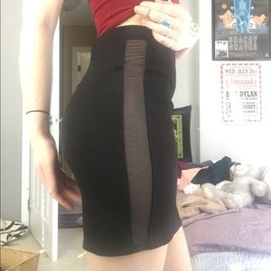 mesh cutout black bodycon skirt